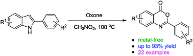 Graphical abstract: Oxidation of 2-arylindoles for synthesis of 2-arylbenzoxazinones with oxone as the sole oxidant