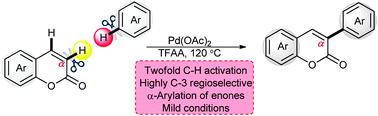 Graphical abstract: Palladium catalyzed dehydrogenative arylation of coumarins: an unexpected switch in regioselectivity