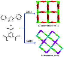 Graphical abstract: The 3D porous metal–organic frameworks based on bis(pyrazinyl)–trizole: structures, photoluminescence and gas adsorption properties