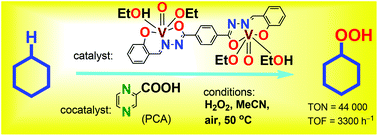 Graphical abstract: A new binuclear oxovanadium(v) complex as a catalyst in combination with pyrazinecarboxylic acid (PCA) for efficient alkane oxygenation by H2O2