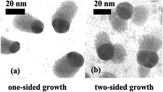 Graphical abstract: The key role of nanoparticle seeds during site-selective growth of silver to fabricate core–shell or asymmetric dumbbell heterostructures