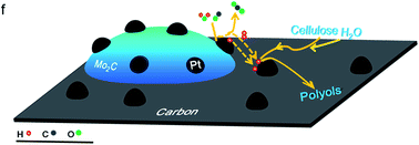 Graphical abstract: Direct conversion of cellulose using carbon monoxide and water on a Pt–Mo2C/C catalyst