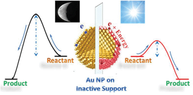 Graphical abstract: Photocatalysis on supported gold and silver nanoparticles under ultraviolet and visible light irradiation
