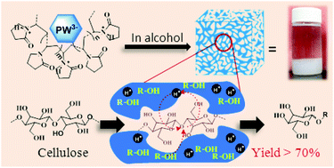 Graphical abstract: PVP-stabilized heteropolyacids as reusable self-assembling catalysts for alcoholysis of cellulosic saccharides