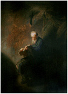 Graphical abstract: Old traces, read anew – ‘The Reading Hermit’ painting in the light of X-ray fluorescence