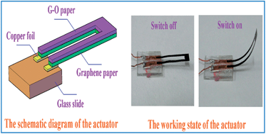 Graphical abstract: Microscopic bimetallic actuator based on a bilayer of graphene and graphene oxide
