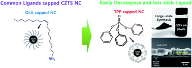 Graphical abstract: Highly concentrated synthesis of copper-zinc-tin-sulfide nanocrystals with easily decomposable capping molecules for printed photovoltaic applications