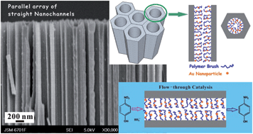 Graphical abstract: Parallel array of nanochannels grafted with polymer-brushes-stabilized Au nanoparticles for flow-through catalysis