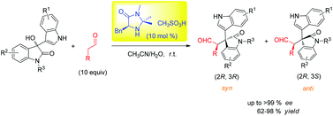 Graphical abstract: Asymmetric α-alkylation of aldehydes with 3-hydroxy-3-indolylox-indoles in aqueous media