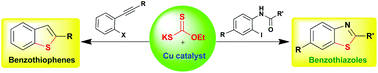 Graphical abstract: Cu-catalyzed in situ generation of thiol using xanthate as a thiol surrogate for the one-pot synthesis of benzothiazoles and benzothiophenes