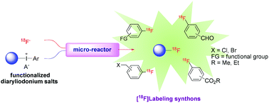 Graphical abstract: Single-step syntheses of no-carrier-added functionalized [18F]fluoroarenes as labeling synthons from diaryliodonium salts