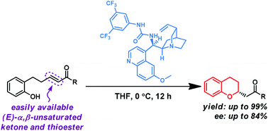 Graphical abstract: Asymmetric chroman synthesis via an intramolecular oxy-Michael addition by bifunctional organocatalysts