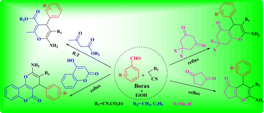 Graphical abstract: Multicomponent domino reactions: borax catalyzed synthesis of highly functionalised pyran-annulated heterocycles