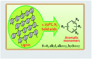 Graphical abstract: Solid acid catalyzed depolymerization of lignin into value added aromatic monomers
