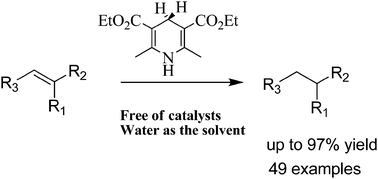 Graphical abstract: Catalyst-free chemoselective reduction of the carbon–carbon double bond in conjugated alkenes with Hantzsch esters in water