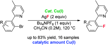Graphical abstract: Copper-catalyzed fluorination of 2-pyridyl aryl bromides