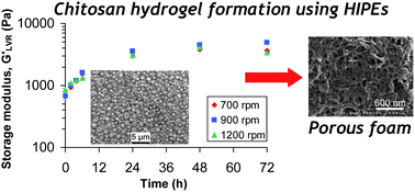 Graphical abstract: Kinetics of chitosan hydrogel formation in high internal phase oil-in-water emulsions (HIPEs) using viscoelastic measurements