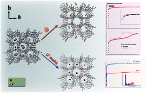 Graphical abstract: Increase in pore size and gas uptake capacity in indium-organic framework materials