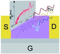 Graphical abstract: Photo-induced intramolecular charge transfer in an ambipolar field-effect transistor based on a π-conjugated donor–acceptor dyad