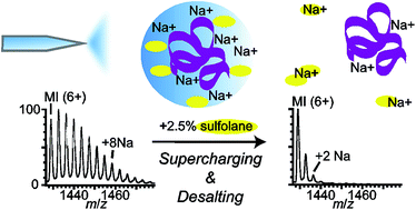 Graphical abstract: Desalting protein ions in native mass spectrometry using supercharging reagents