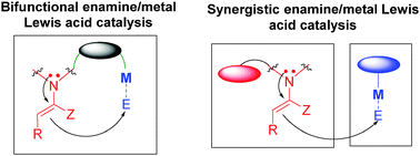 Graphical abstract: Synergistic–cooperative combination of enamine catalysis with transition metal catalysis