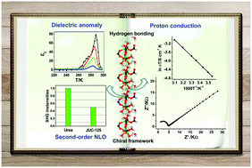 Graphical abstract: A proton-conducting lanthanide metal–organic framework integrated with a dielectric anomaly and second-order nonlinear optical effect