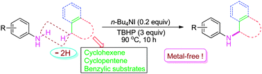 Graphical abstract: n-Bu4NI/TBHP-catalyzed direct amination of allylic and benzylic C(sp3)–H with anilines under metal-free conditions