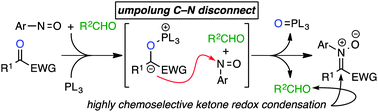 Graphical abstract: An umpolung approach toward N-aryl nitrone construction: a phosphine-mediated addition of 1,2-dicarbonyls to nitroso electrophiles