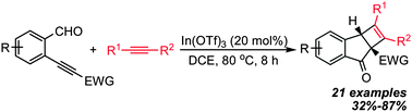 Graphical abstract: An efficient route to highly strained cyclobutenes: indium-catalyzed reactions of enynals with alkynes