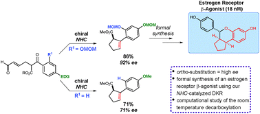 Graphical abstract: Functionalized cyclopentenes through a tandem NHC-catalyzed dynamic kinetic resolution and ambient temperature decarboxylation: mechanistic insight and synthetic application