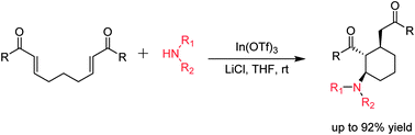 Graphical abstract: Indium triflate-catalyzed stereoselective tandem intramolecular conjugate addition of secondary amines to α,β-bisenones