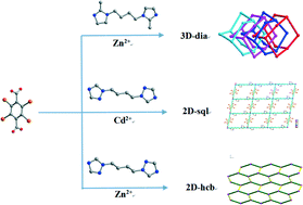 Graphical abstract: Three mixed-ligand coordination networks modulated by flexible N-donor ligands: syntheses, topological structures, and temperature-sensitive luminescence properties