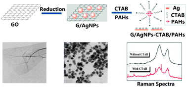 Graphical abstract: CTAB micelles assisted rGO–AgNP hybrids for SERS detection of polycyclic aromatic hydrocarbons