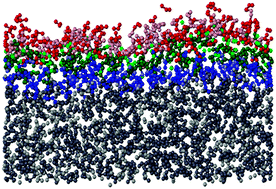 Graphical abstract: Properties of the liquid–vapor interface of acetone–methanol mixtures, as seen from computer simulation and ITIM surface analysis