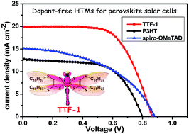 Graphical abstract: A dopant-free hole-transporting material for efficient and stable perovskite solar cells