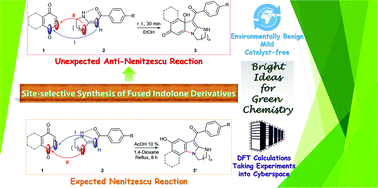 Graphical abstract: An environmentally benign, mild, and catalyst-free reaction of quinones with heterocyclic ketene aminals in ethanol: site-selective synthesis of rarely fused [1,2-a]indolone derivatives via an unexpected anti-Nenitzescu strategy