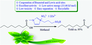 Graphical abstract: Syntheses of novel halogen-free Brønsted–Lewis acidic ionic liquid catalysts and their applications for synthesis of methyl caprylate
