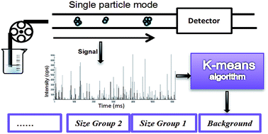 Graphical abstract: Quantitative resolution of nanoparticle sizes using single particle inductively coupled plasma mass spectrometry with the K-means clustering algorithm