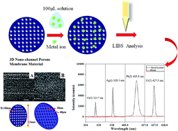 Graphical abstract: Exploration of a 3D nano-channel porous membrane material combined with laser-induced breakdown spectrometry for fast and sensitive heavy metal detection of solution samples