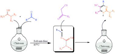Graphical abstract: Chitosan: an efficient promoter for the synthesis of 2-aminopyrimidine-5-carbonitrile derivatives in solvent free conditions