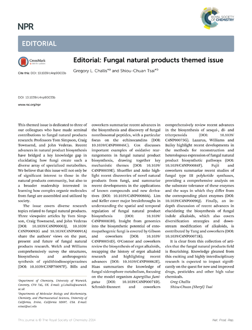 Editorial: Fungal natural products themed issue