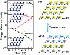 Graphical abstract: Tensile strain induced switching of magnetic states in NbSe2 and NbS2 single layers