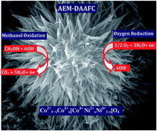 Graphical abstract: Use of urchin-like NixCo3−xO4 hierarchical nanostructures based on non-precious metals as bifunctional electrocatalysts for anion-exchange membrane alkaline alcohol fuel cells