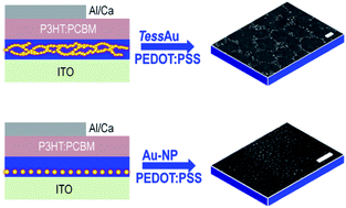 Graphical abstract: Tessellated gold nanostructures from Au144(SCH2CH2Ph)60 molecular precursors and their use in organic solar cell enhancement