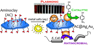 Graphical abstract: Sunlight-assisted route to antimicrobial plasmonic aminoclay catalysts