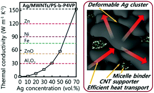 Graphical abstract: Self-assembled block copolymer micelles with silver–carbon nanotube hybrid fillers for high performance thermal conduction