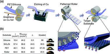 Graphical abstract: Roll-to-roll continuous patterning and transfer of graphene via dispersive adhesion
