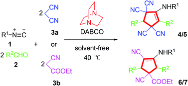 Graphical abstract: DABCO-mediated isocyanide-based multicomponent reaction: synthesis of highly substituted cyclopentenes