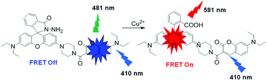 Graphical abstract: Development of a new rhodamine-based FRET platform and its application as a Cu2+ probe