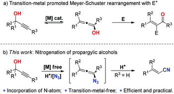 Graphical abstract: Brønsted acid mediated nitrogenation of propargylic alcohols: an efficient approach to alkenyl nitriles